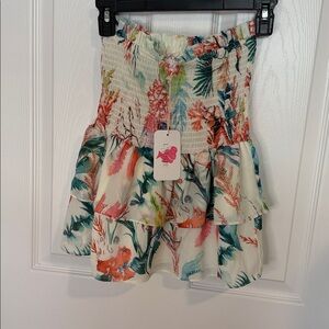 L'ATISTE by Amy Multicolor strapless top perfect for vacation or date night NWT